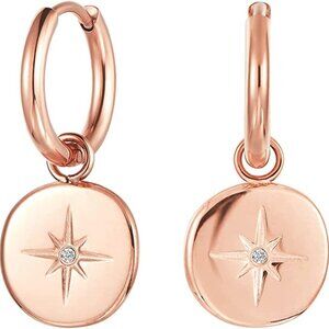 14K Gold Plated Heart Dangle Drop Earrings, Sparkling Dainty Earrings for Women